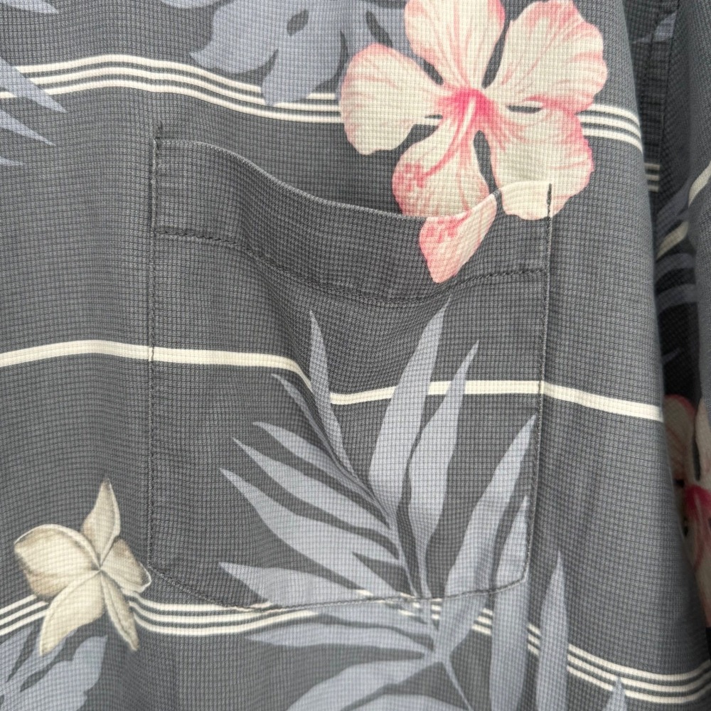 Tommy Bahama Mens Gray 100 % Silk Floral Short Sleeve Shirt 3XL - Picture 5 of 8